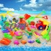 Redcolourful 14 Pcs Children Summer Beach Toys Plastic Shovel Toy Sand Mold Hourglass Set Play Sand Toy Gift for Boys and Girls   